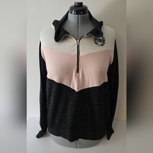 PINK Victoria’s Secret Colorblock Quarter Zip Pullover Sweatshirt – Size Large